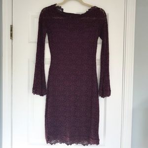 Chelsea + violet | purple lace long sleeve dress